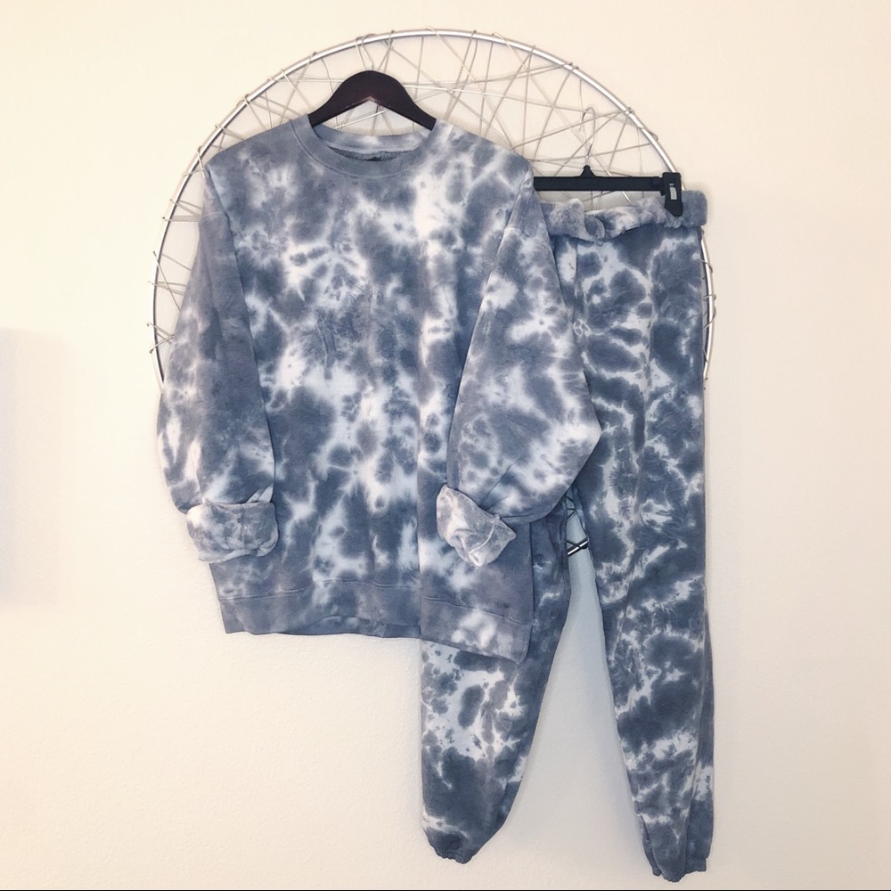 NEW black marble tie dye sweatsuit set